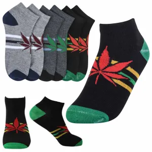12 Pairs Mens Ankle Socks Rasta Pot Leaf 420 Smokers Crew Low Cut Casual 10-13