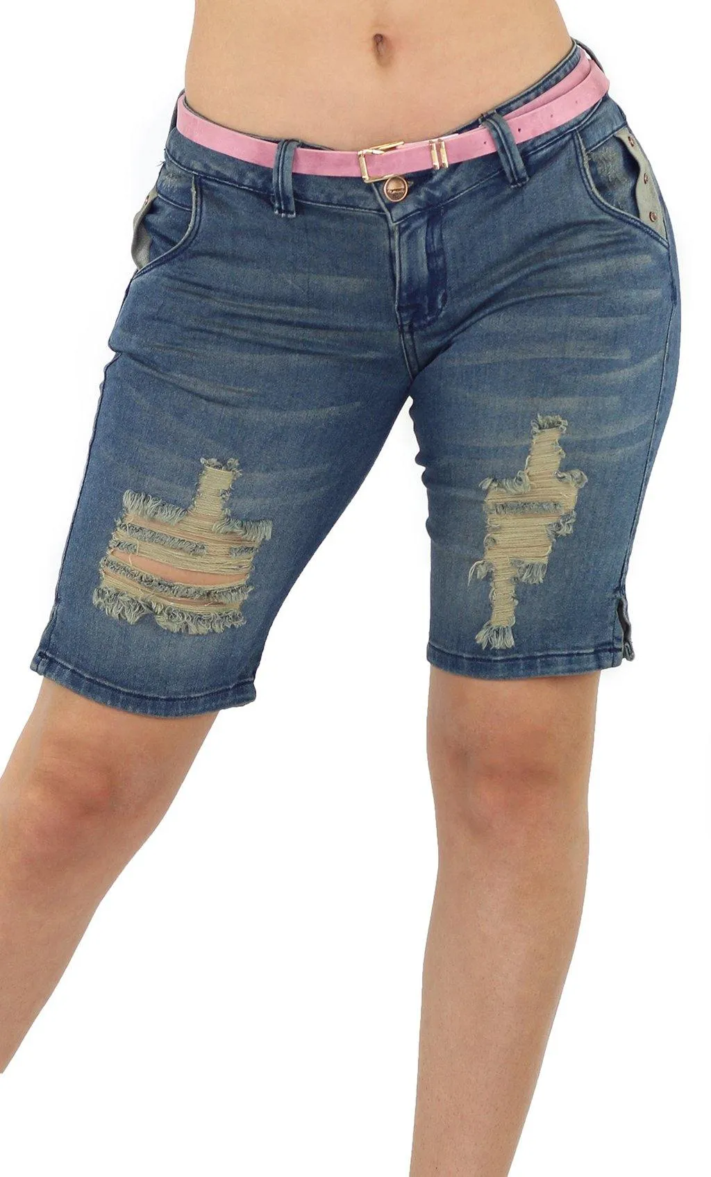 18485 Maripily Womens Bermuda Distressed Denim