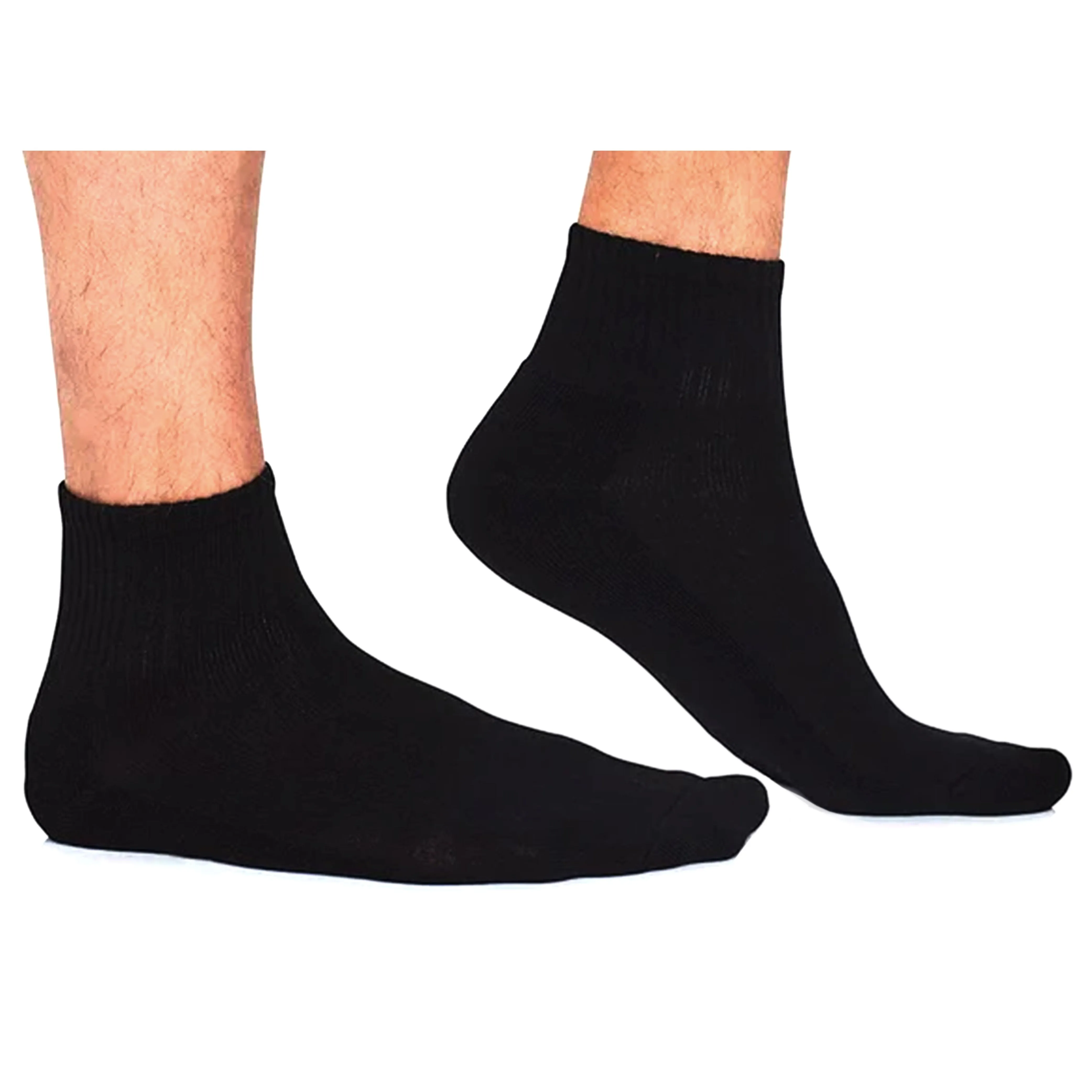 4 Pairs Men's Athletic Ankle Quarter Crew Sports Socks Cotton Casual Black 10-13