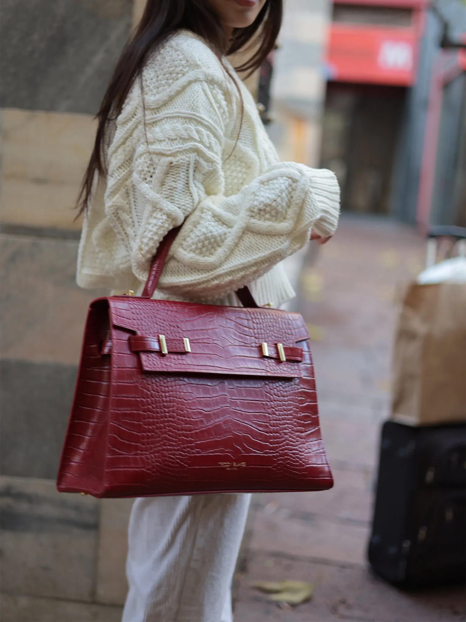 Ava Croco  14" - Dark Red