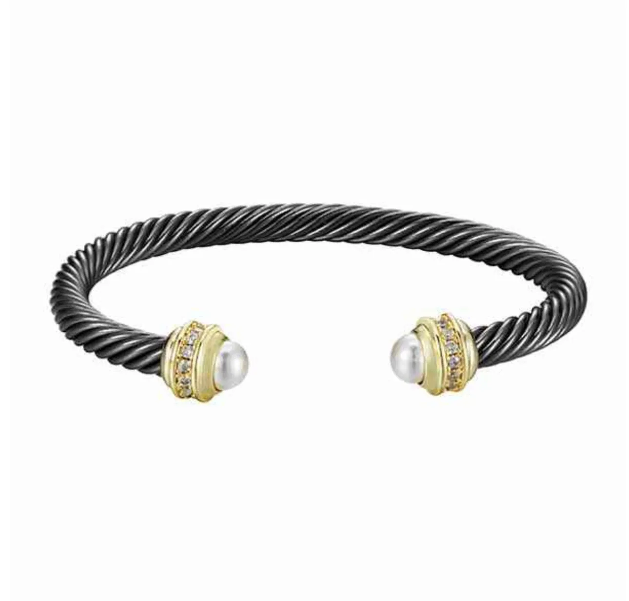 Cable CZ and Pearl Bracelet