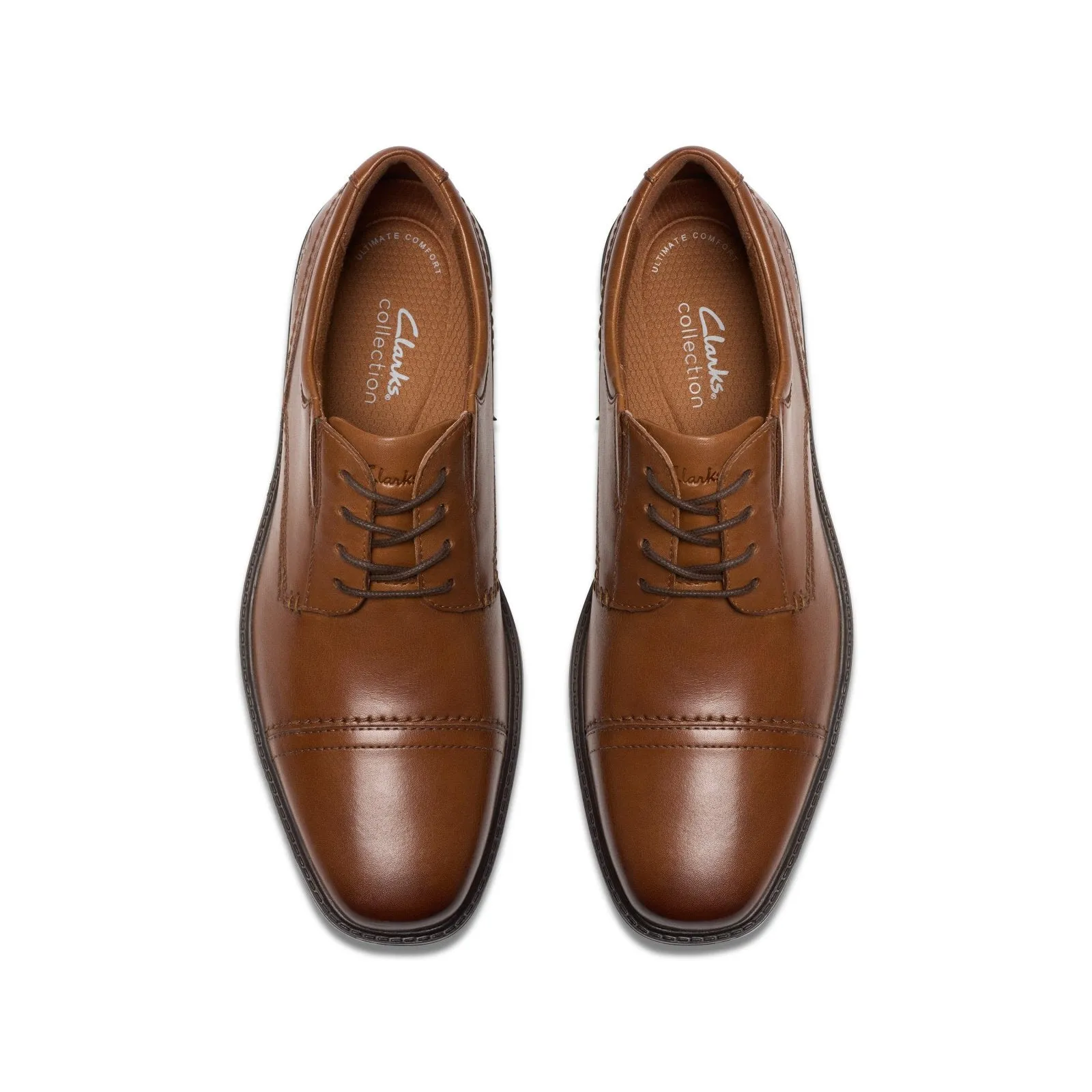 Clarks Mens Tan Dresslite Cap Leather Dress Shoe