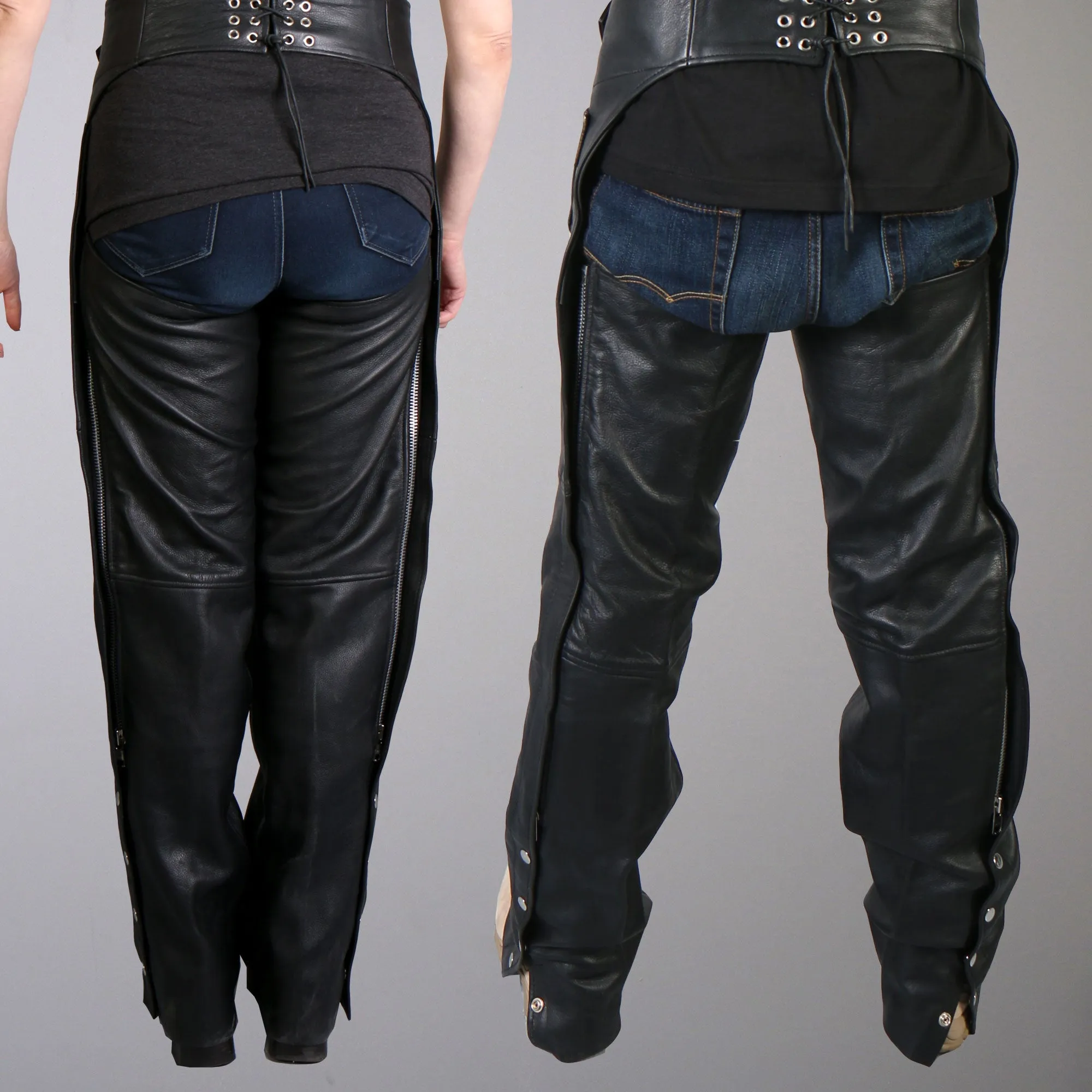 Hot Leathers CHM1005 Best Quality Fully Lined Unisex Black Leather Chaps