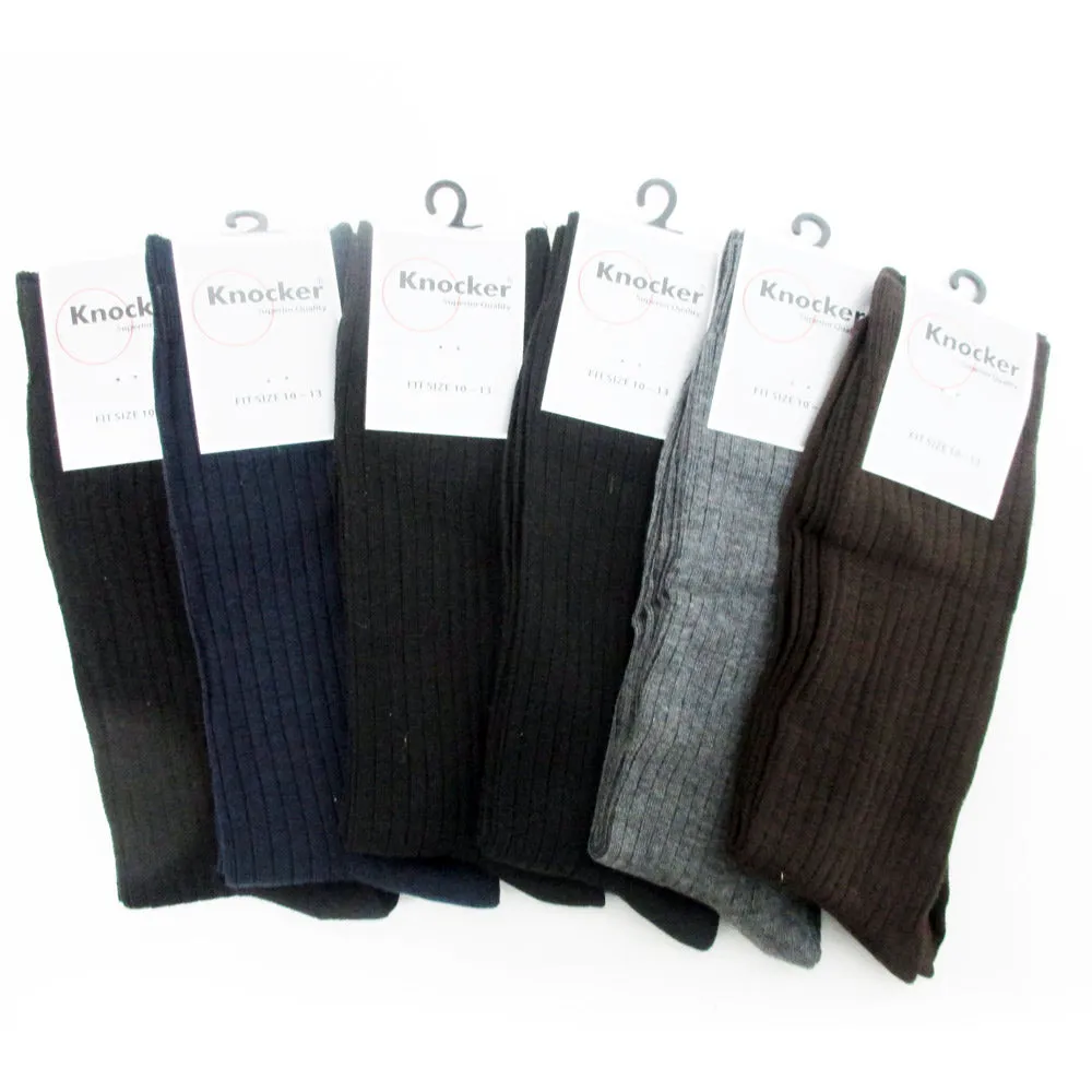 Knocker 6 Pairs Mens Dress Socks Multi Color Casual Work Size 10-13 Fashion Crew