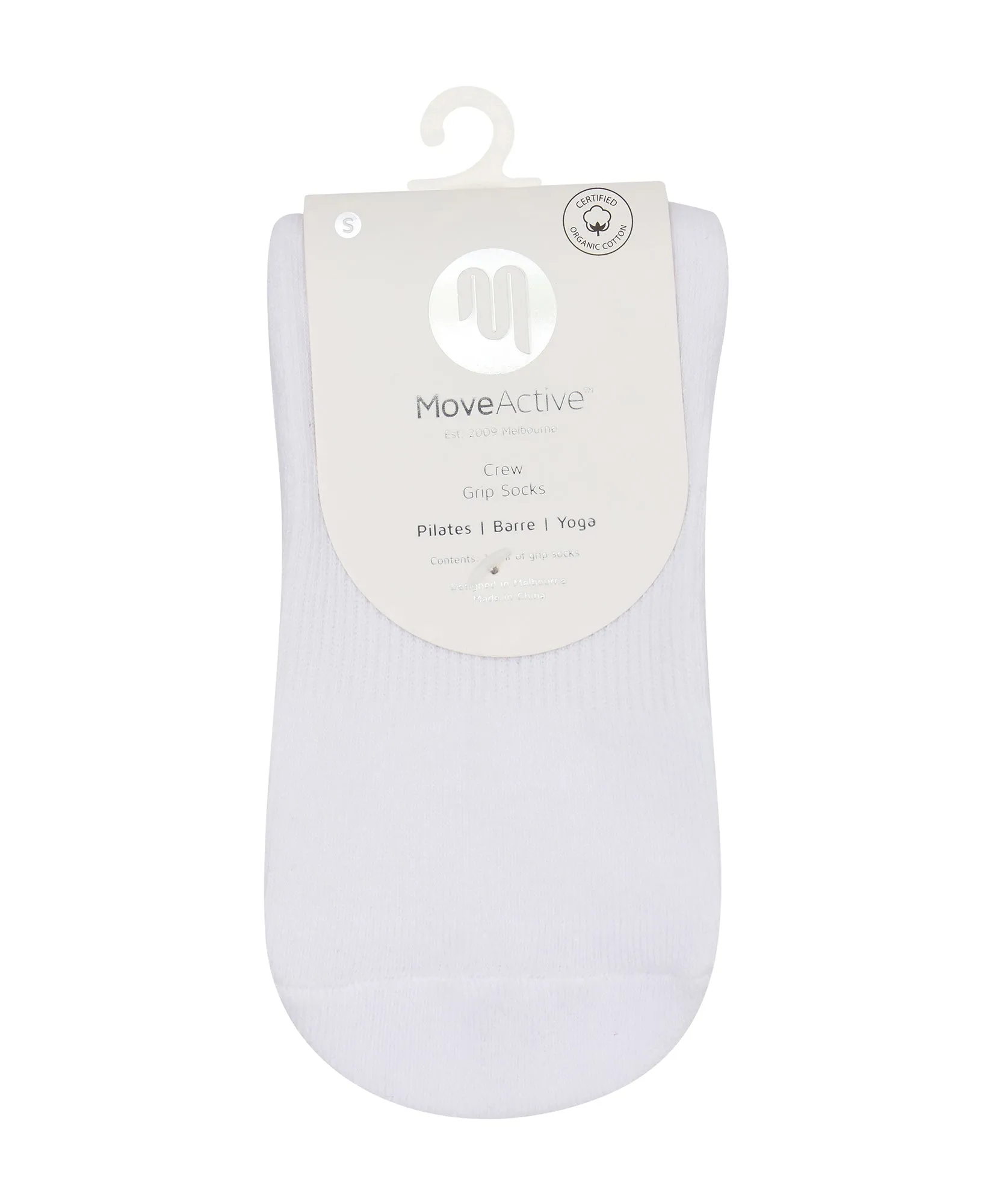 MoveActive - Crew Non Slip Grip Socks - Vintage Rose White