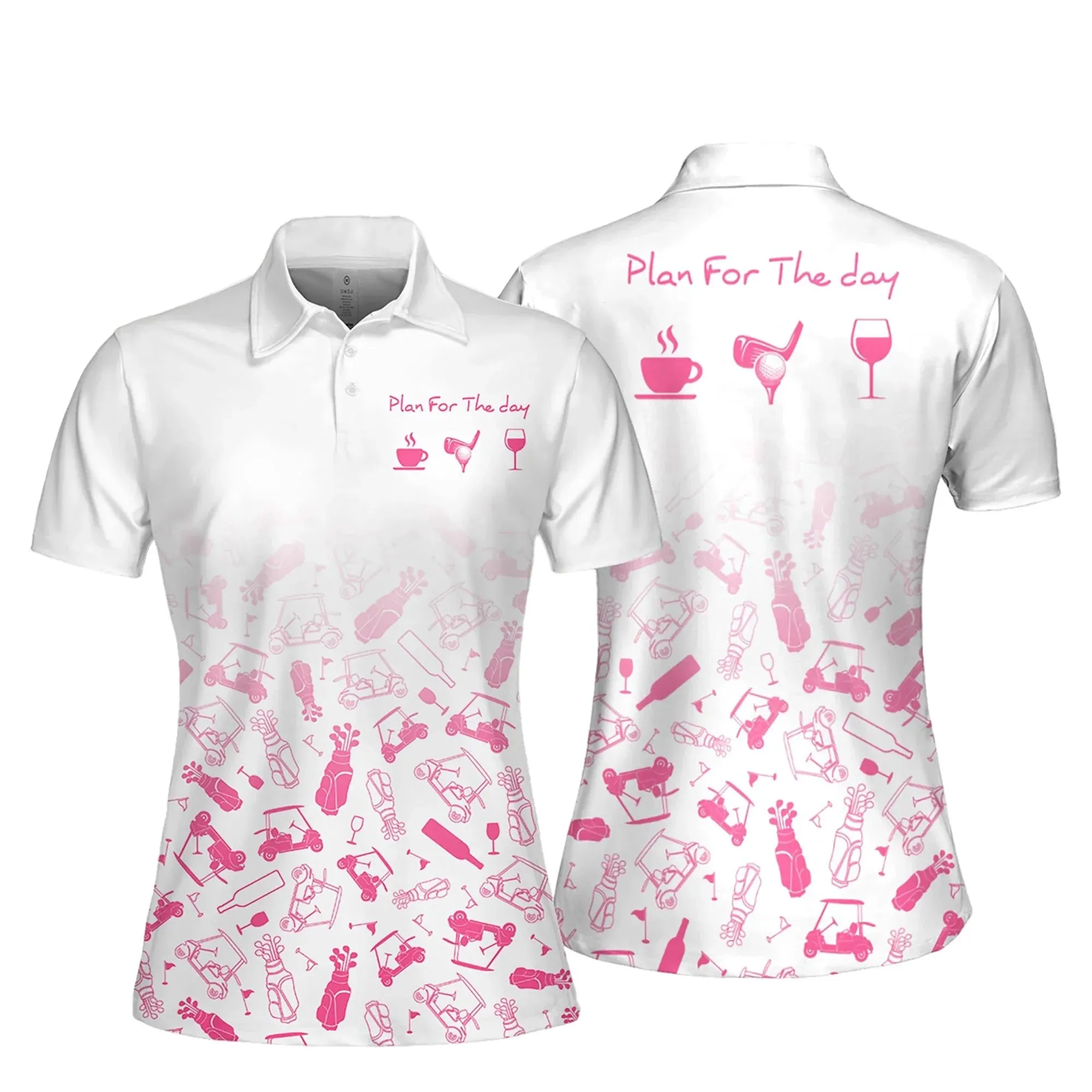 Plan For The Day Seamless Golf Pattern Women 3D Short Sleeve Polo Shirt, Sleeveless Polo Shirt