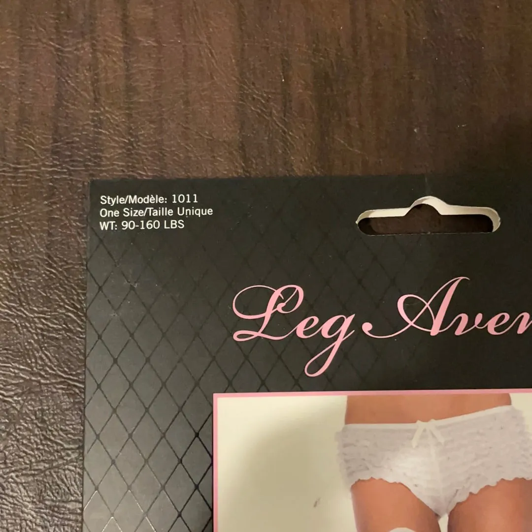 Womens One Size Leg Avenue Sheer Thigh High Stockings Lace Band White Style 1011